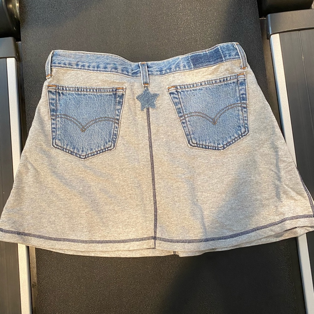Vintage Riley Grey Skirt with Denim Accents Size L